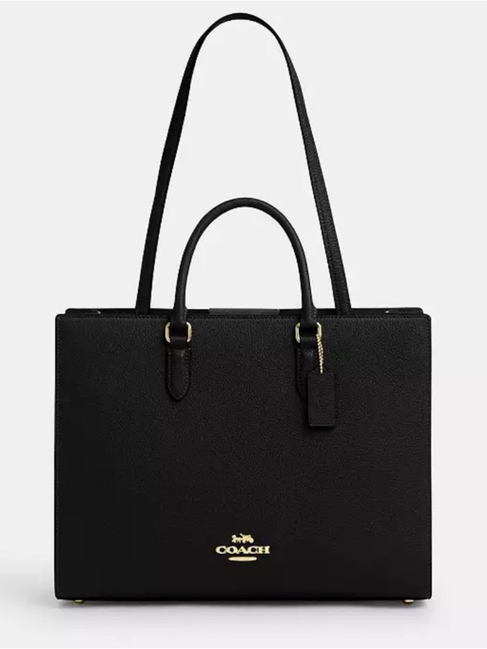 Coach Black Leather Structured Tote Maggie Tote